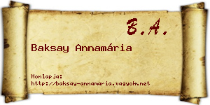 Baksay Annamária névjegykártya