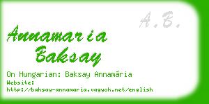 annamaria baksay business card