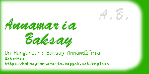 annamaria baksay business card